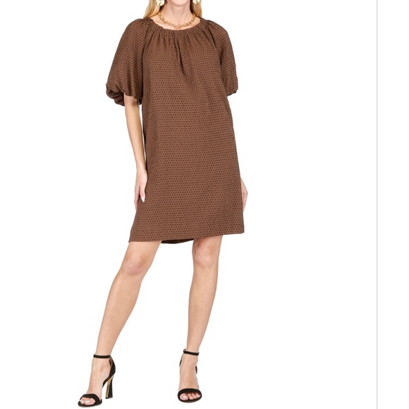 Jade Dresses & Skirts - NWT Jade Gather Neck Tie Back Brown Textured‎ Dress - Brown XS